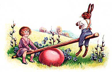 Bilder Foto Ostern Osterhase Osterei Wippe Mdchen